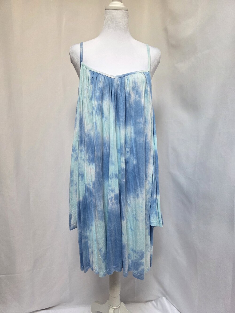 Umgee NWT Blue Aqua Tie Dye Swing Dress Spaghetti Strap M